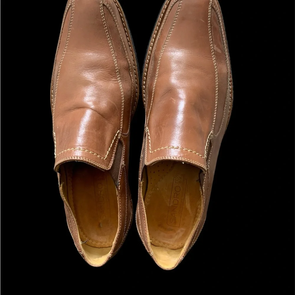 Sandro Brown Leather Slip-On Loafers Pre-loved Shors.